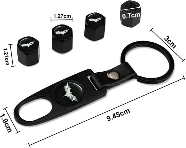 Däckventil Dammlock (4 st) med Nyckelring (1 st) Universal Däckventiler med Tätningsring