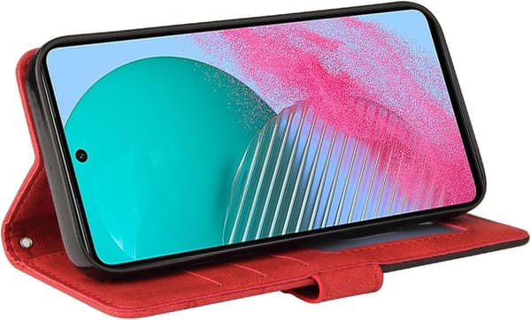 Samsung A16 Mobilskal Geometriskt Stötsäkert Plånboksfodral PU Läder med Kortfack Vikbart Ställ Magnetisk - Röd