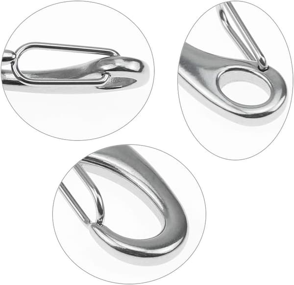 Delar 50mm Rostfritt Stål Klätterkarbinhake Spänne Fjäder Snäppkrok Silver för Camping