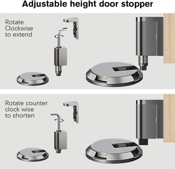 Dørstopper, Magnetisk dørstopper, Metaldørstopper, Stærk magnetisk dørstopper med klæbemiddel og skruer
