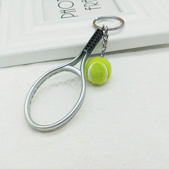 Fargerik Mini Tennisracket med Ball Nøkkelring