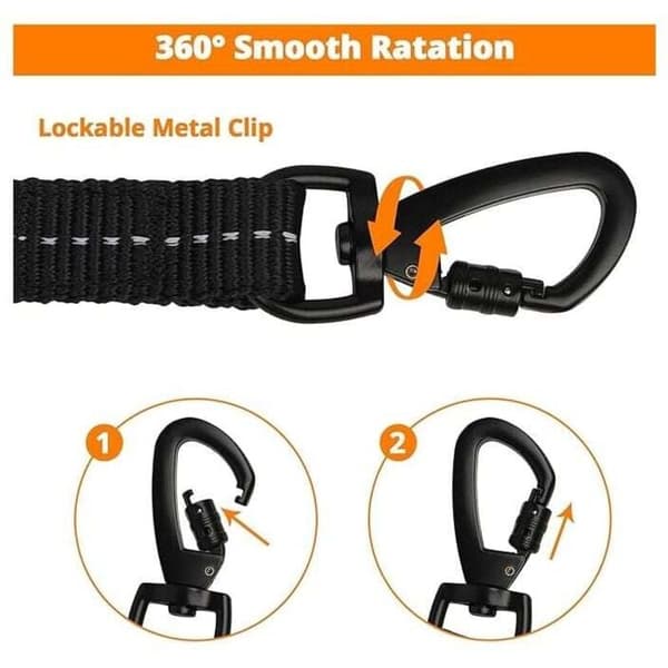 10 m hundkoppel, robust koppel med låsbar vridkrok och reflexränder, elastiskt hundkoppel