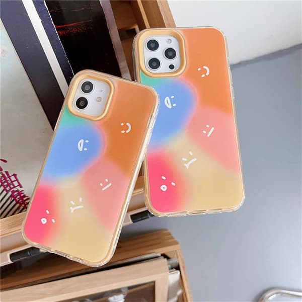 Smiley Gradient Smile Blødt iPhone Cover (Multifarvet, iPhone 12 Pro Max)