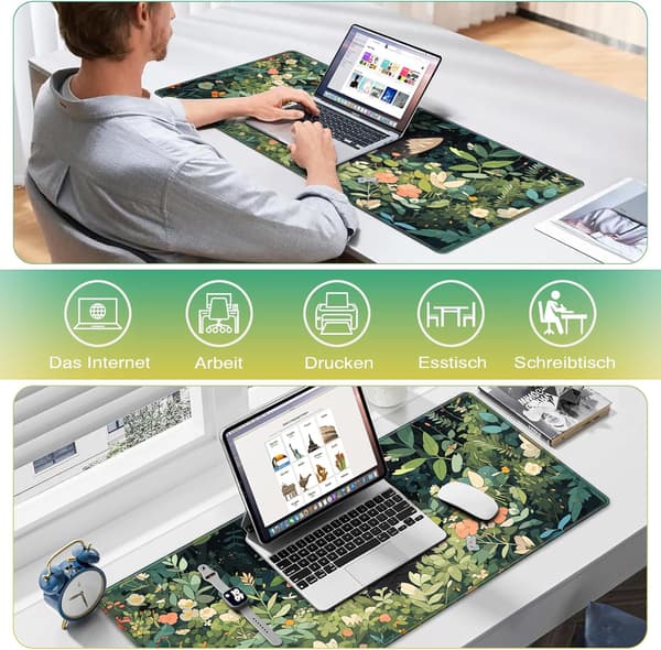 Ekstra stor XXL musematte, 900 x 400 x 3 mm, stor gamingmusematte, egnet for kontor- og hjemmebruk.
