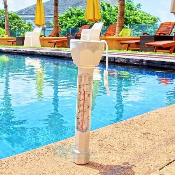 Stort flydende vandtermometer til pool med snor, stødresistent termometer til alle pools og spabade