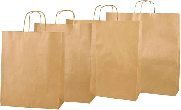20 små bruna ribbade kraftpapperspåsar (15*8*21 cm)