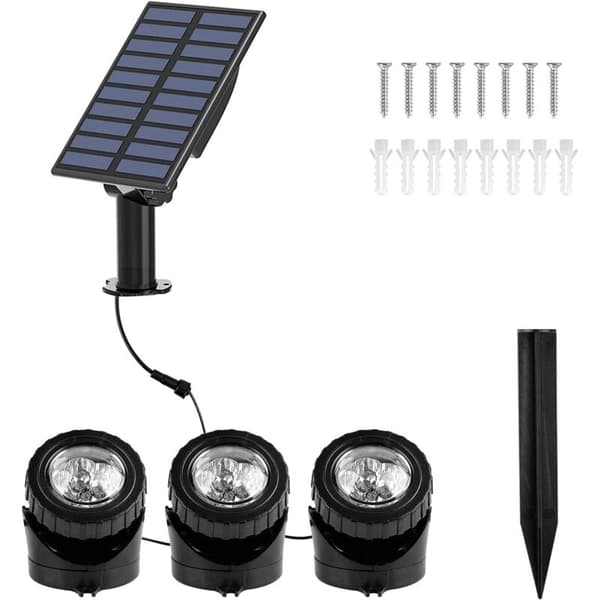 Undervanns solcellelamper, 3 pakker med solcelle-spotlights, E Undervannsbelysning med 2 moduser, RGB fargeendring, IP68Etench