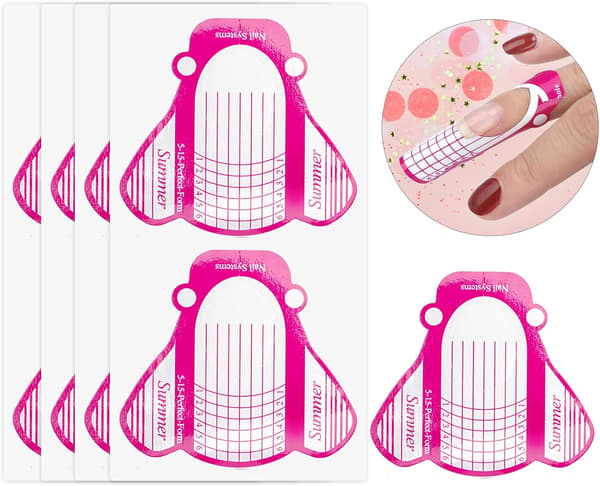Papper Nail Forms för Gel Builder - 100 st Ros Nail Extension Form Stickers - Stora Självhäftande Nail Builder Forms
