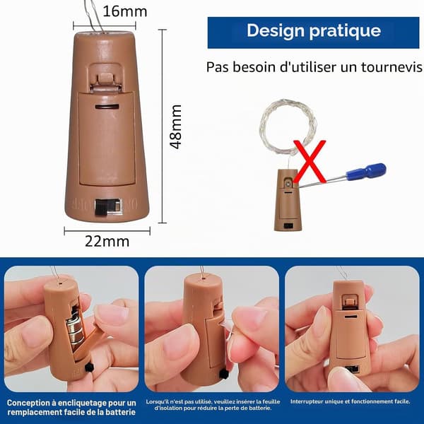 20 LEDiä 2M Vedenpitävät Valosarjat, Pullonvalot, LED-pullonvalot, Koriste Jouluun, Juhliin, Häihin, 10 Kappaletta