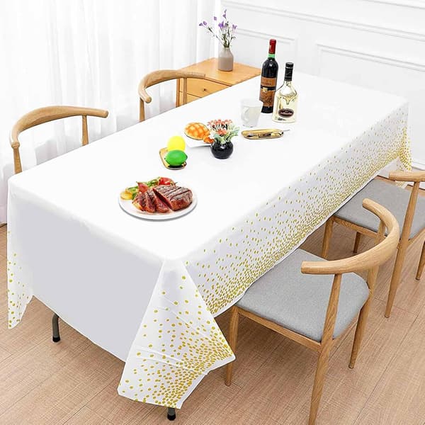 3 stk. engangsduker til bursdagsfester, hvite engangsduker, hvite papirduker, bursdagsduker, 137 x 274 cm