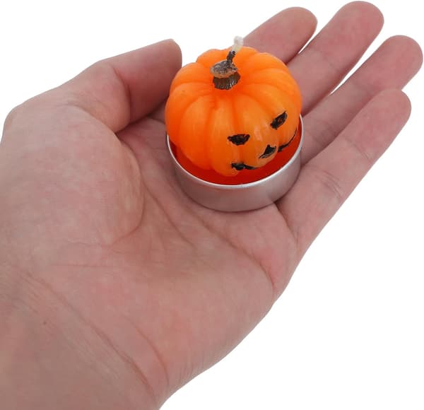 18 stk Halloween gresskarlys, dekorativ parafinvoks