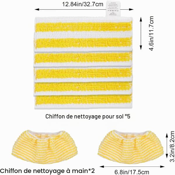 6 stk. erstatningsmikrofiberkluter for Karcher Easyfix SC 1, SC 2, SC 3, SC 4, SC 5 damprenser, gul