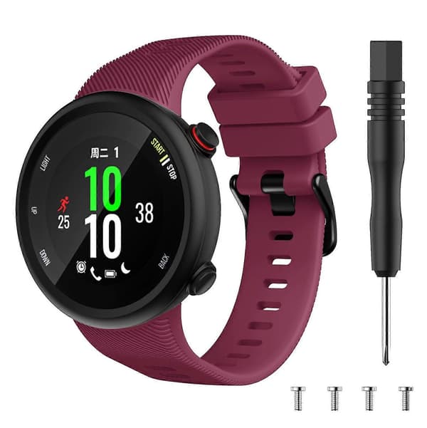 Silikonarmband med svart spänne för Garmin Forerunner 45S Wine Red