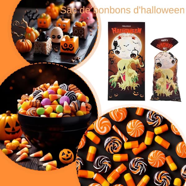 50 st Halloween Godispåsar - Pumpa Godispåsar, Partyfavoritpåsar för barn, 28x13cm