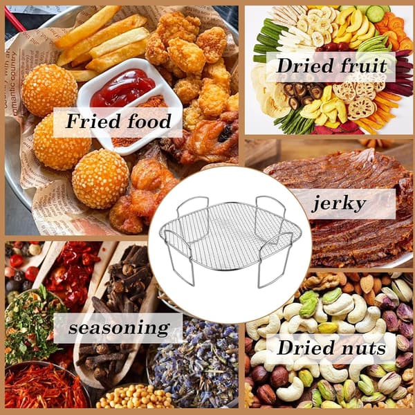 Stekerist for airfryere, laget av rustfritt stål, tilbehør til airfryer, tilbehør til dehydreringsrist.