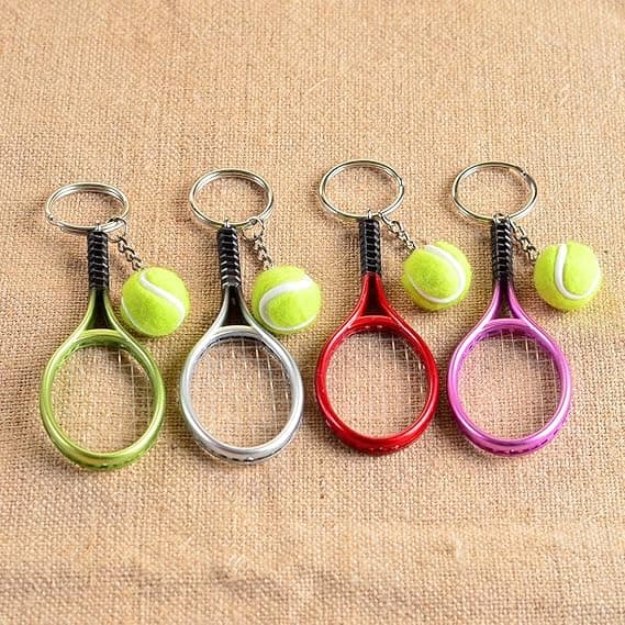Fargerik Mini Tennisracket med Ball Nøkkelring