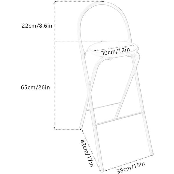 Foldbar barstol 65 cm køkkenstol med ryglæn sort - Foldbart design, let at opbevare