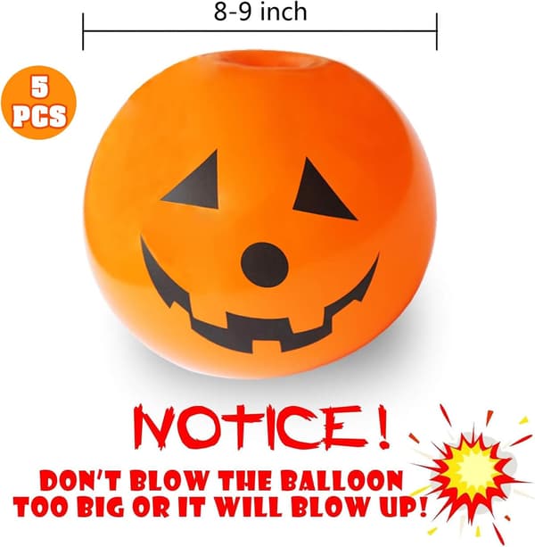 Sett med 5 LED-gresskarlykter til Halloween - Lysende dekorative ballonger - Oransje