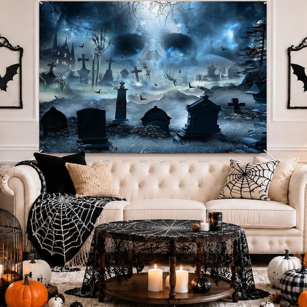 1 stk. 110x180cm Blå Horror Halloween Fotobaggrund