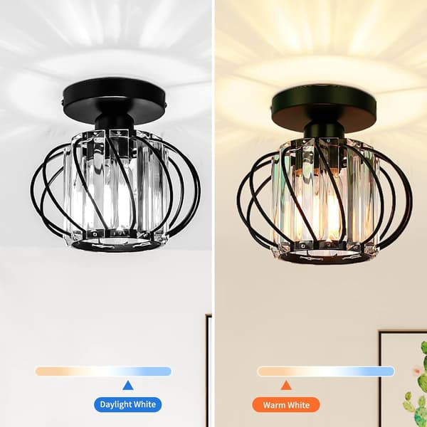 2 Pak Moderne Krystal Loftlampe Sort Inkluderer 2 Pærer