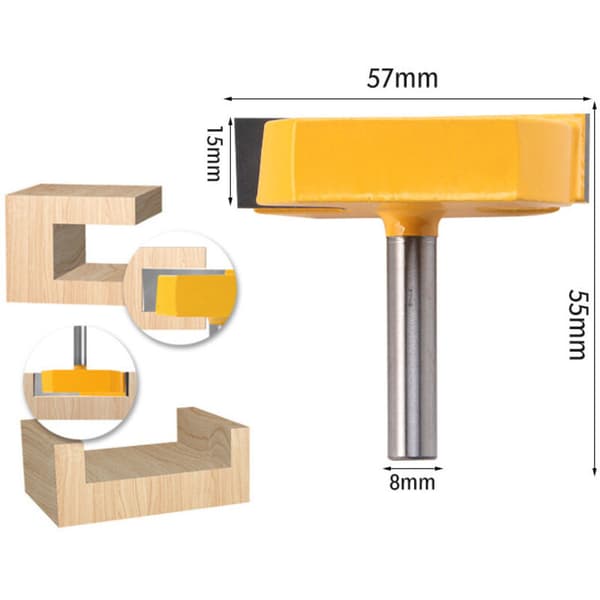 8 mm skaftfræser, fræserbit til fræser, trimmer og spindelformemaskine, 8x57 mm overfladeplaneringsbit