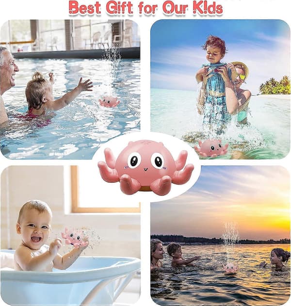 Rose lysende badeleke for babyer, induksjonssprinklerleke for barn, LED-badeleke, badeleke med gummiskilpadde for jenter