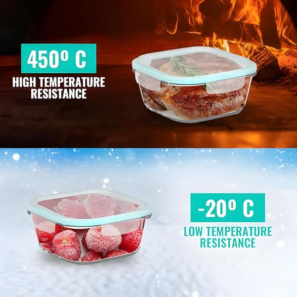 Lufttäta matförvaringsbehållare i glas, diskmaskinssäkra, köksförvaring - 4 delar