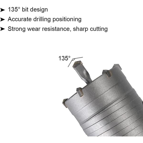 Hålsågset, 30-40-50mm, Betongborrkrona, 350mm SDS Plus Förlängningsstång, Volframkarbidspets