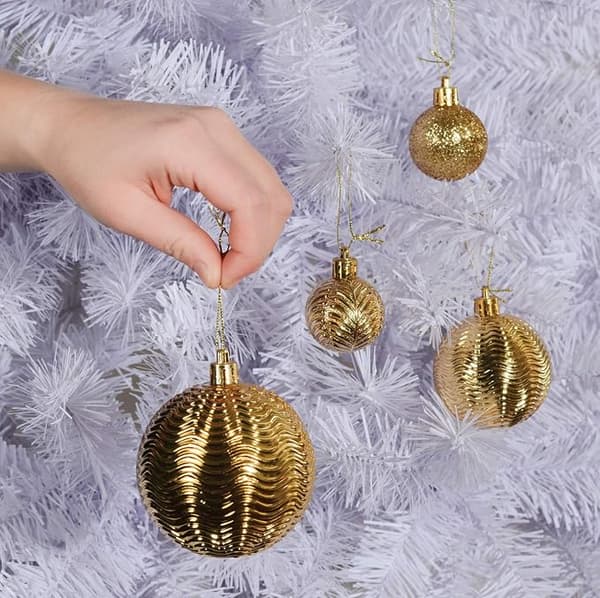 36 stk. brudsikre julekuglepynt Perfekte glitterkugler, juletræskugler julepynt