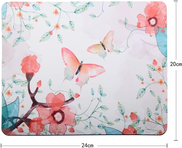 Gaming/kontor musematte - Blomstermønster - 24 x 20 x 0.3 cm - Egnet for stasjonære og bærbare datamaskiner