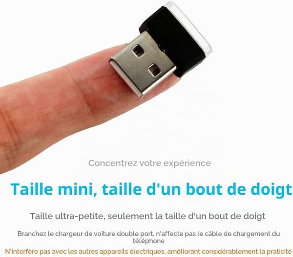 USB omgivelseslys, LED bilinteriørlys, interiørbelysning, bilinteriørlys - blå
