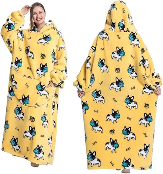 Dame Vinter Super Varm Oversized Lang Stilig Sherpa Teppe Pullover Hettegenser Brukbar TV Teppe Hettegenser med To Lommer