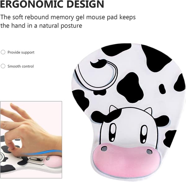 Ergonomisk ko-formad musmatta med halkfri bas och elastiskt gel handledsstöd för gaming, kontor, hem, studier