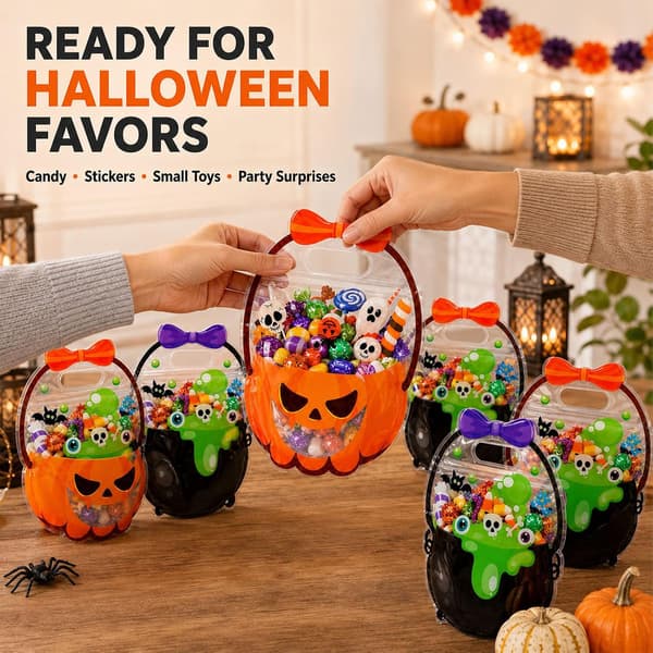 3 st Halloween godispåsar, perfekta för Halloweenfester, Halloween pumpakrukaformade godispåsar