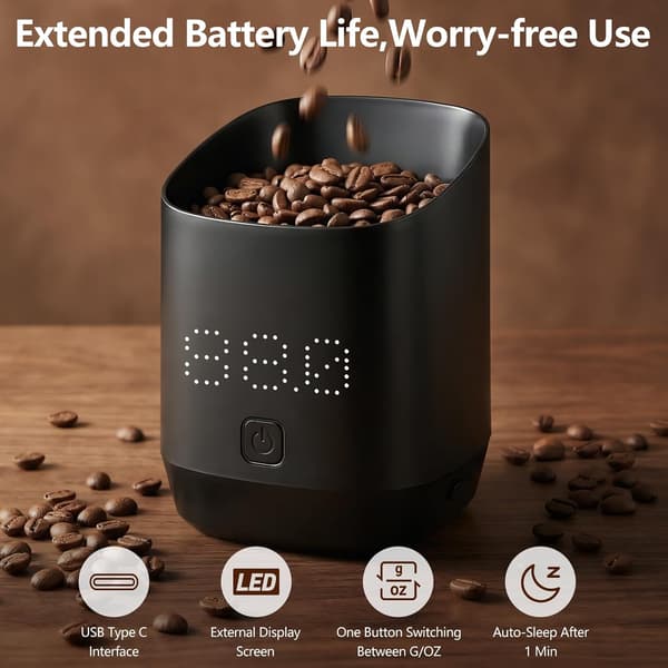 Digitalvægt, genopladelig kaffevægt med timer, hurtig respons, elegant design – ideel til baristaer og kaffeelskere