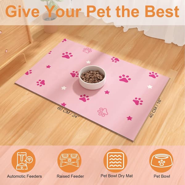1 stk. hundefodermåtte 40x60cm, absorberende gummimåtte til kattevandskål til kæledyrsfoder