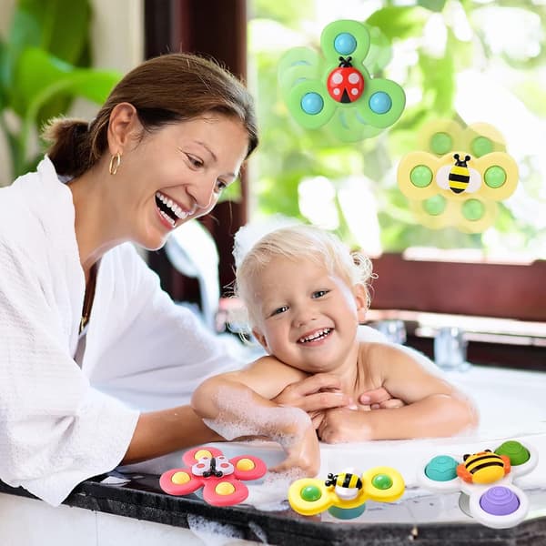 Spinnerleker med sugekopp for barn - Sensoriske sugekopp-badeleker for gutter og jenter i alderen 1-6 år
