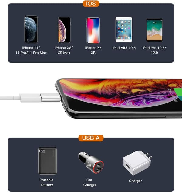 Micro USB - Lightning-sovitin (3 kpl)
