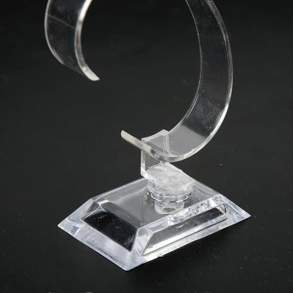 Professionell transparent klockdisplay i plast, displayställ för klockarmband