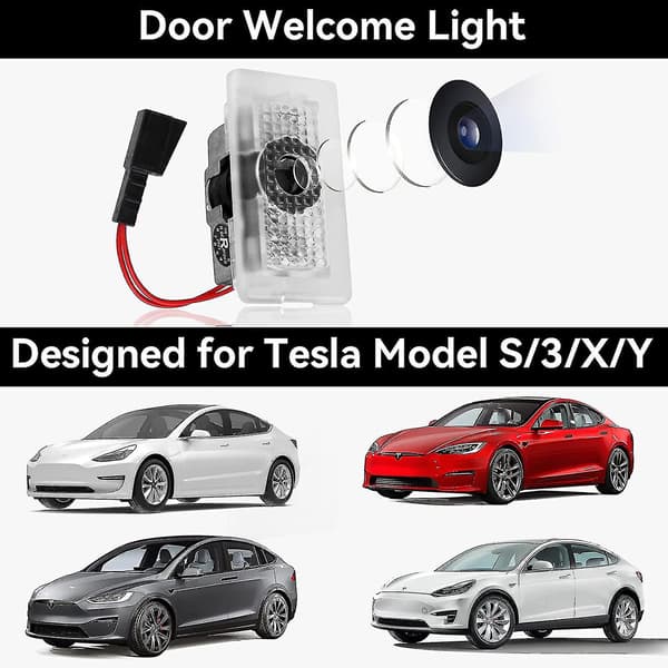 Dør Logo Projektor Lys Velkomstlys Trinnlys For Tesla Model 3 Model Y Model S Model X Tesla Tilbehør, 4 stk
