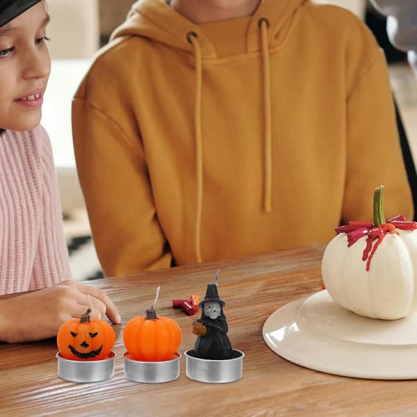 18 stk Halloween gresskarlys, dekorativ parafinvoks