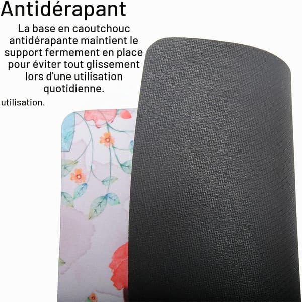 Gaming/kontor musematte - Blomstermønster - 24 x 20 x 0.3 cm - Egnet for stasjonære og bærbare datamaskiner