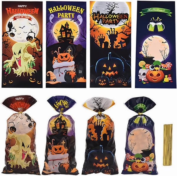 50 st Halloween Godispåsar - Pumpa Godispåsar, Partyfavoritpåsar för barn, 28x13cm