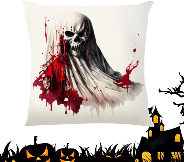 Halloween Kuddfodral 45 x 45 cm - Halloween Linne Kuddfodral för Soffa, Sovrum, Arbetsplats - Stol
