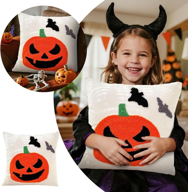 Halloween gresskarputetrekk, høstmønster, sofapute, høstdekorasjon til sofa, soverom, Halloween