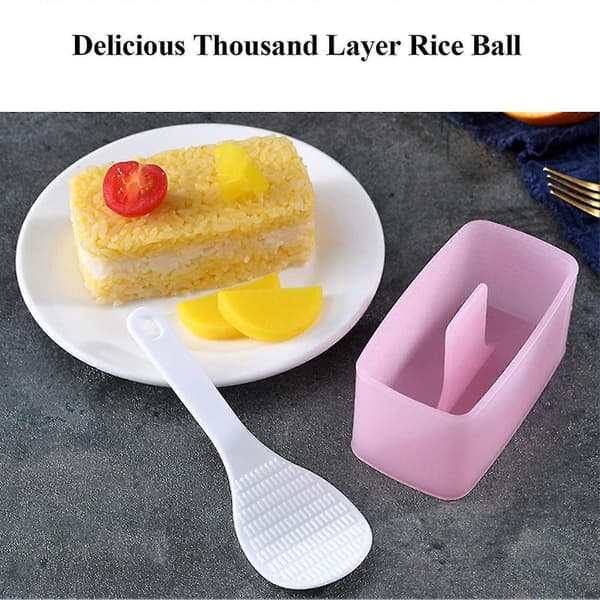 2-pakning Risballform Rektangel Tusenlags Sushi Maker Form (rosa)