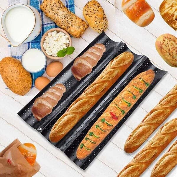 Brødforme, Baguetteform, Baguetteform, Brødform, Franskbrødsform til 3 Baguettes