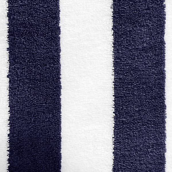Sæt med 2 100% bomuldsfrotté stribede strand-/poolhåndklæder, bløde og absorberende, 76 x 152 cm, marineblå