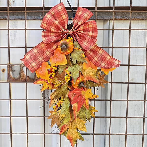 1 stk kunstig lønneblad-dråpekrans, dekorasjon til Thanksgiving, høsttakkefest, 55*25CM