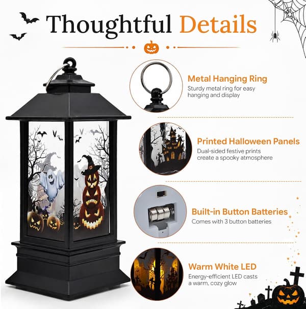 2 stk. Halloween-dekorasjon Gresskar-lykt LED-lykt Halloween LED-lampe, Lysende Gresskar Halloween-dekorasjon